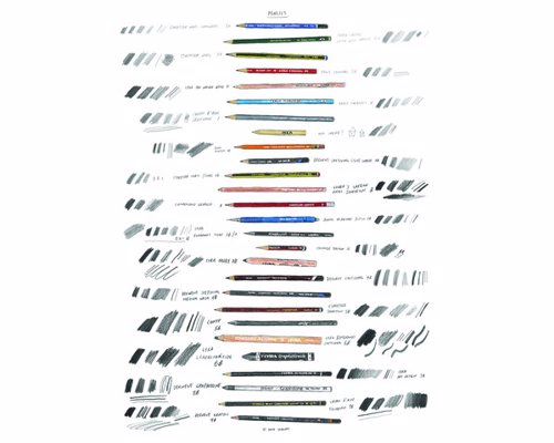 Pencils Print By David Sparshott - David Sparshott’s pencils with their pencil lines.