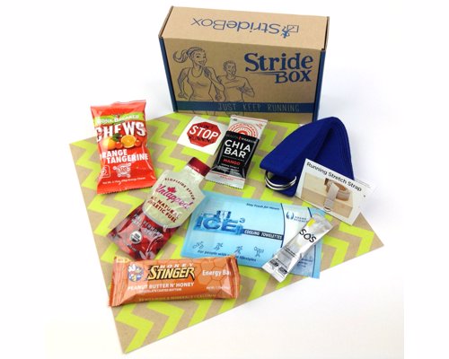 StrideBox – Subscription Box For Runners - A box of goodies for runners including nutritious snacks and fuel, body care items, and accessories
