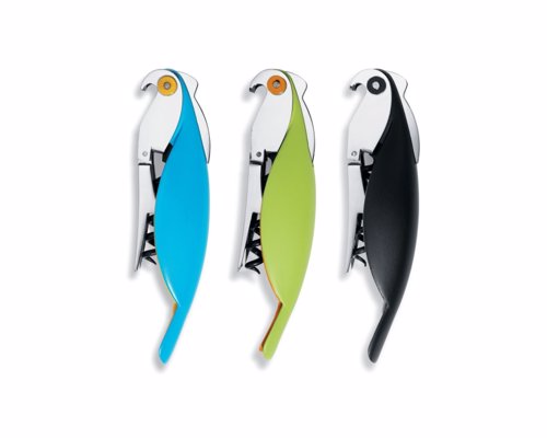 Alessi Parrot Corkscrew - The practical, pocket-sized sommelier corkscrew designed by Alessandro Mendini