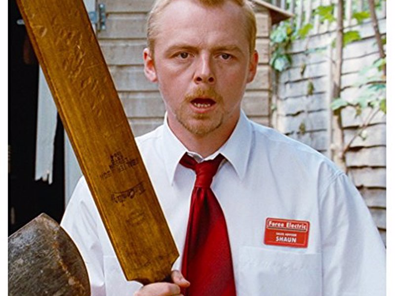 Signed Movie Memorabilia - Autographed Shaun of the Dead cricket bat and and many more movie momentos