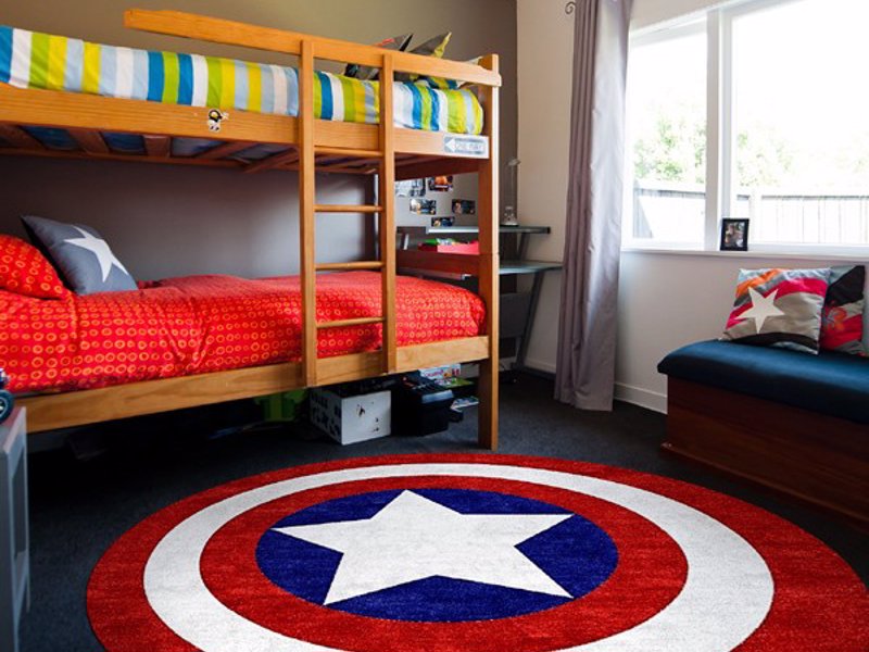 Captain America Rug - Captain America really likes his shield. So much so, that he's decorated his room with its design - including this rug