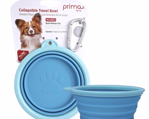 Dog Travel Bowl - This portable pet bowl is collapsible and folds down to less than 1/2 inch for easy storage or transport and pops back up for use