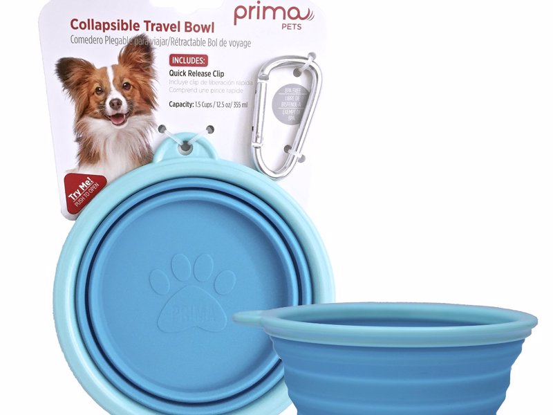 Dog Travel Bowl - This portable pet bowl is collapsible and folds down to less than 1/2 inch for easy storage or transport and pops back up for use