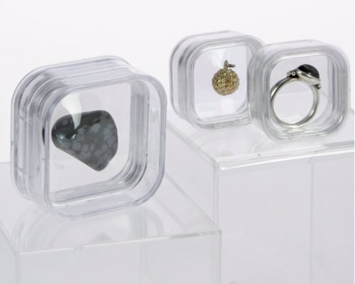 Floating Specimen Display Boxes - Display boxes that cushion the sample in silicone to give the appearance of floating