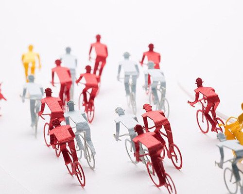 Cycle Race Paper Model Set - Construct a miniature Tour de France diorama with this set of precut parts