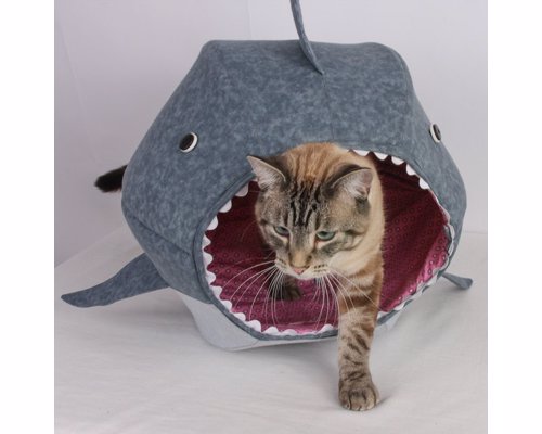 Cat Shark Bed - Unique shark shaped cave for your kitty, to play, hide, sleep and just hang out in