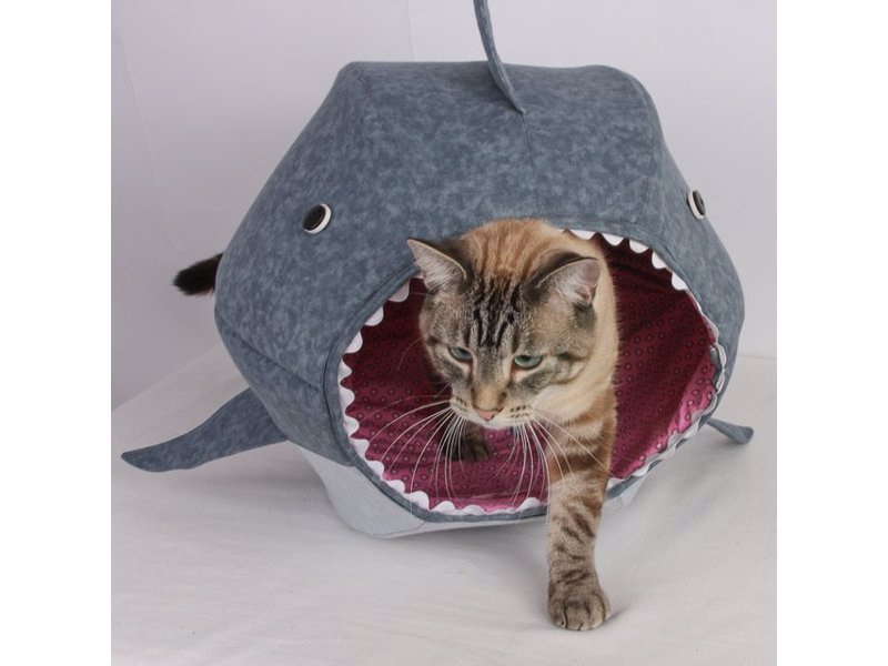 Cat Shark Bed - Unique shark shaped cave for your kitty, to play, hide, sleep and just hang out in