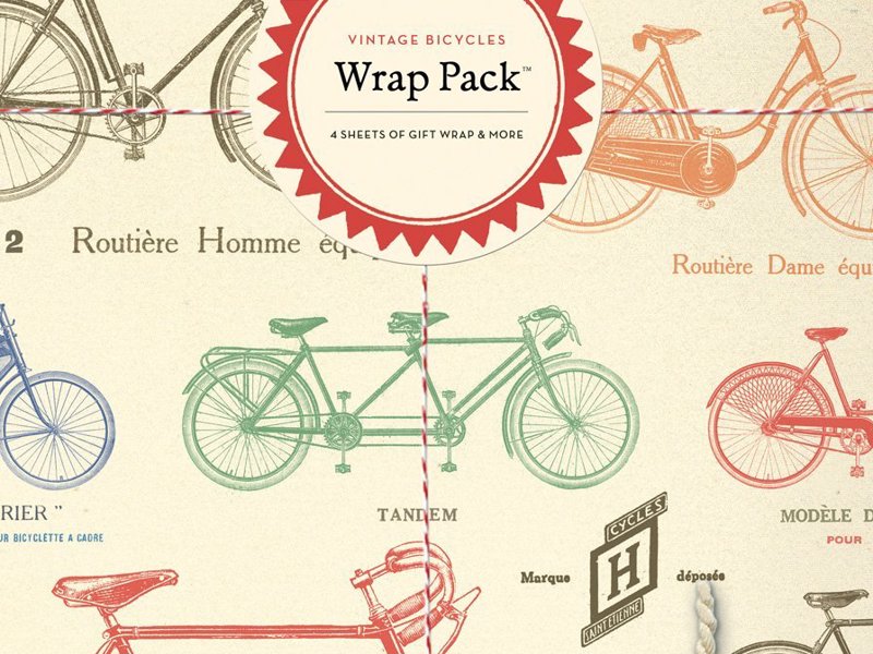 Vintage Bicycle Gift Wrap Pack - Beautiful paper and gift wrap set for the cycling lover