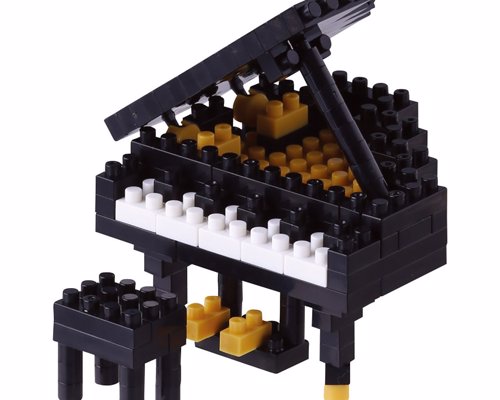 Nanoblock Grand Piano - Construct a tiny grand piano complete with a hinged top, individual seat and pedals