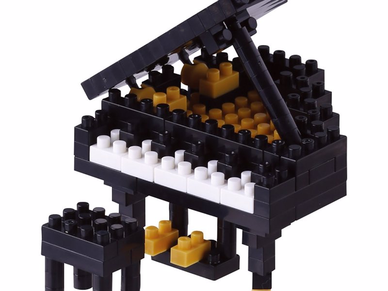 Nanoblock Grand Piano - Construct a tiny grand piano complete with a hinged top, individual seat and pedals