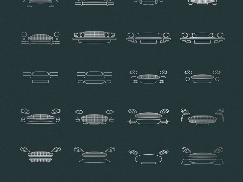 Auto Icon Prints - Minimalist art prints celebrating decades of world-leading design by Audi, Mercedes, Ferrari, Lamborghini, Porsche and more