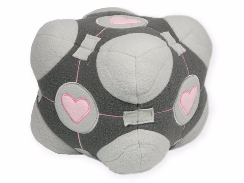 Weighted Companion Cube Plush - A squishy plush version of the lovable cube from the Portal video game