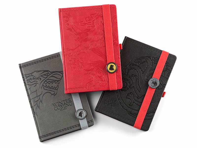 Game of Thrones Journals - Smart notebooks featuring the house sigils of Lannister, Stark, and Targaryen