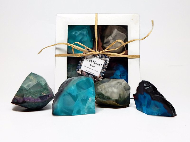 Handcrafted Soaps by RockHoundSoap - What better way to scrub away the dirt from a days digging than with these incredible geode shaped soaps