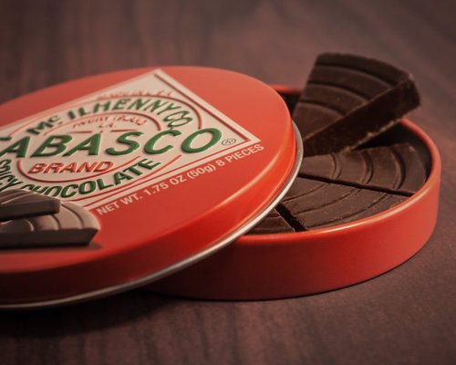 Tabasco Spicy Dark Chocolate Wedges - Velvety smooth Dark Chocolate with a little Tabasco "kick" in every wedge