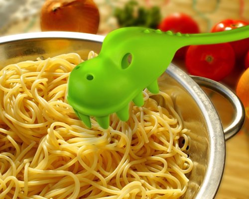 Pastasaurus Pasta Server - This pasta snaring dinosaur tool is cute, fun and totally top-rack dishwasher safe!