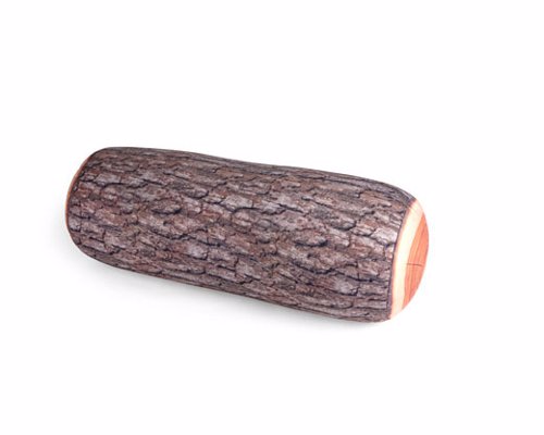 Log Head Rest Cushion - Super comfy travel pillow featuring a natural log shape and pattern
