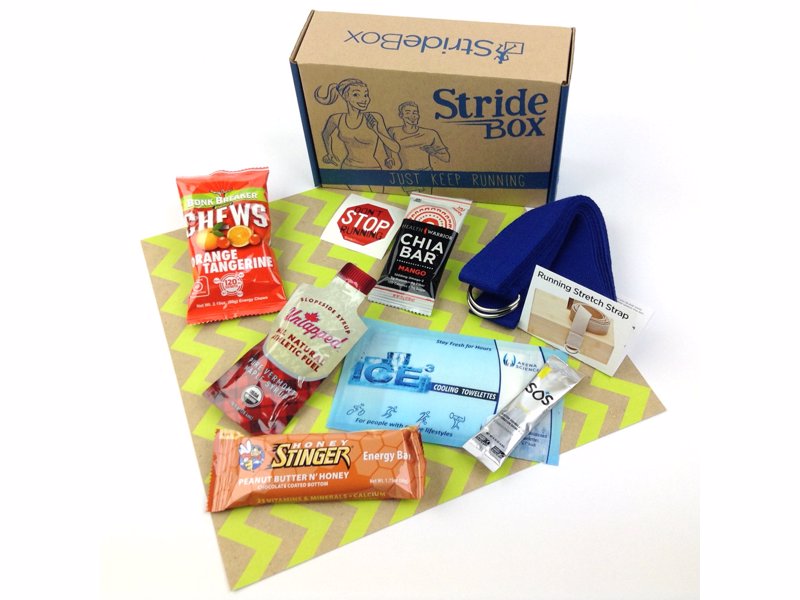 StrideBox – Subscription Box For Runners - A box of goodies for runners including nutritious snacks and fuel, body care items, and accessories