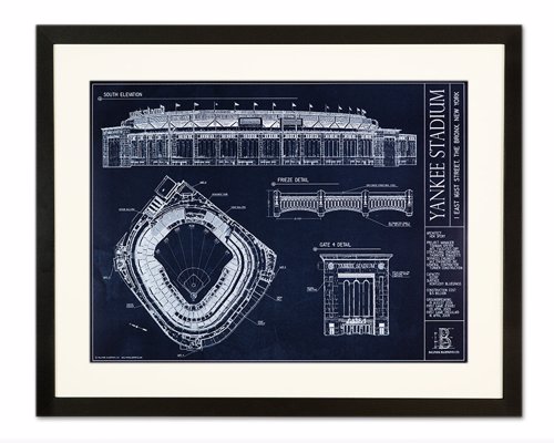 MLB Ballpark Blueprints - Fascinating blueprint artwork capturing the architectural detail of baseball stadiums, available as a print, framed or on canvas