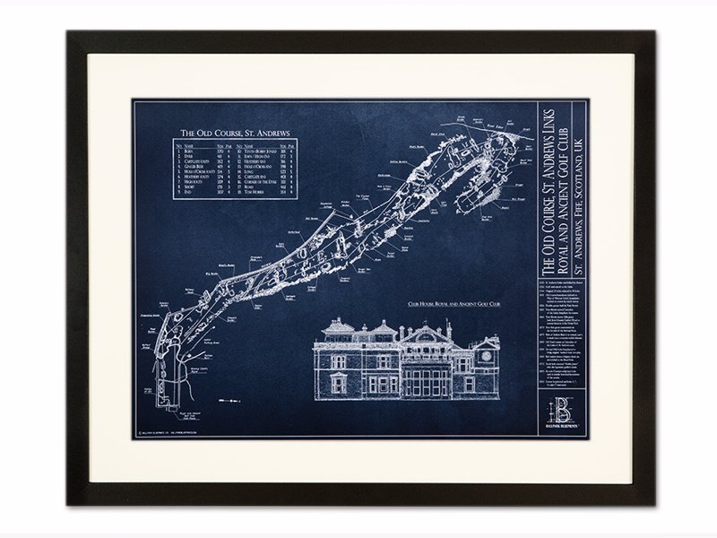 Golf Course Blueprint Artwork - Unique blueprint-style artwork inspired by golf courses from around the world, available as a print, framed or on canvas