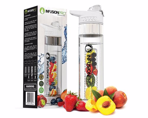 Infusion Pro Water Bottle - Stylish and easy to clean fruit infuser water bottle with a insulating neoprene sleeve