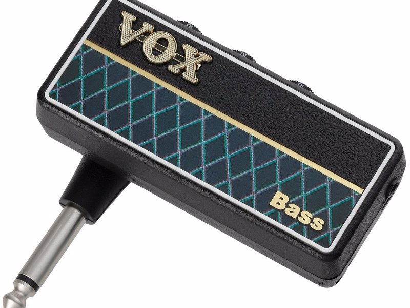 VOX Bass Guitar Headphone Amp - This tiny amp plugs straight into your bass giving you a quality analogue sound with selectable tone, gain and a 9 built in drum patterns