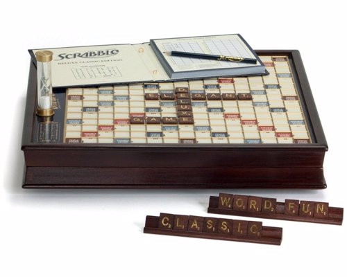Premier Deluxe Scrabble - Beautiful vintage looking Scrabble set with a rotating board for fans of the classic word game