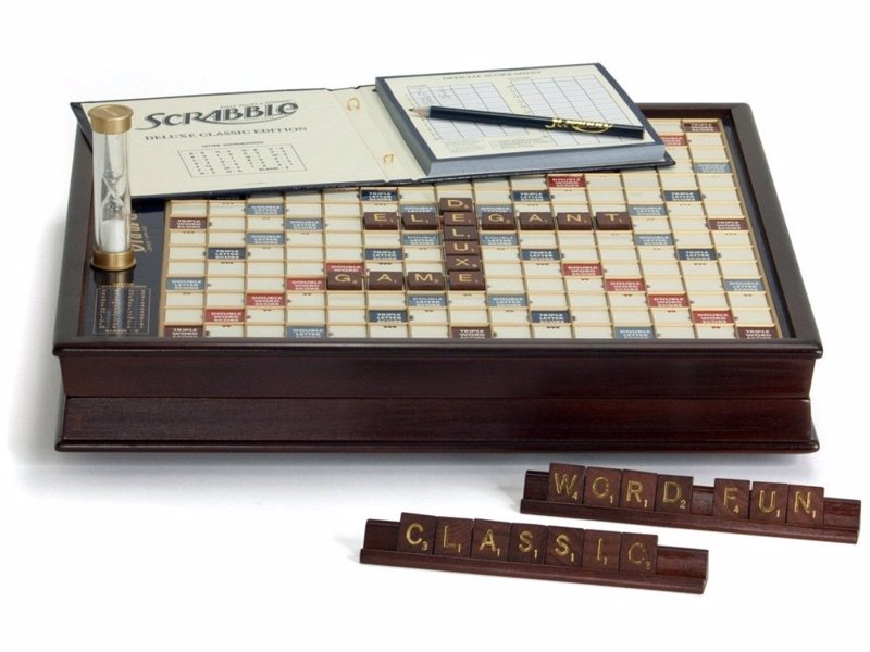 Premier Deluxe Scrabble - Beautiful vintage looking Scrabble set with a rotating board for fans of the classic word game