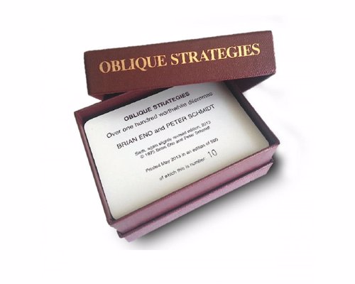 Brian Eno's Oblique Strategies - Creative thinking cards for musicians, famously used during the recording of David Bowie's Heroes