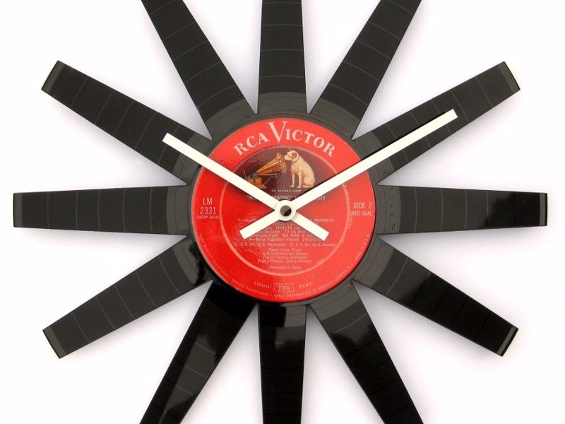Vinyl Record Starburst Clock - A fantastic up-cycled clock made from a classic vintage record.