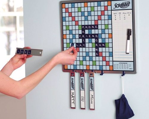 2-in-1 Scrabble Message Board - Hang this magnetic Scrabble and white board in your kitchen for a fun game for all the family